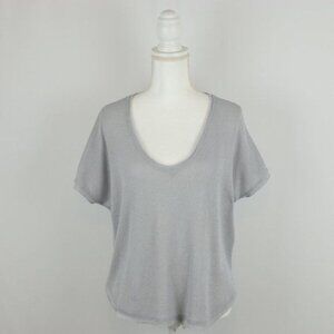 Out From Under Women's Extra Small Gray V-Neck Ribbed Dolman Sleeve Knit Blouse
